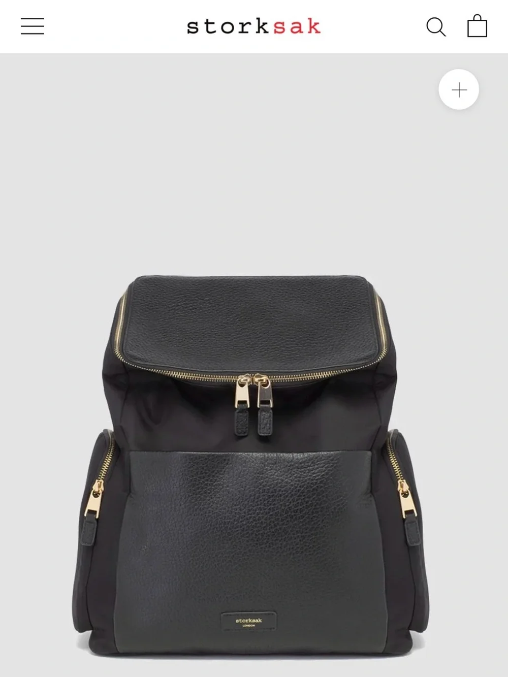 StorkSak Alyssa Leather and Nylon Backpack EUC